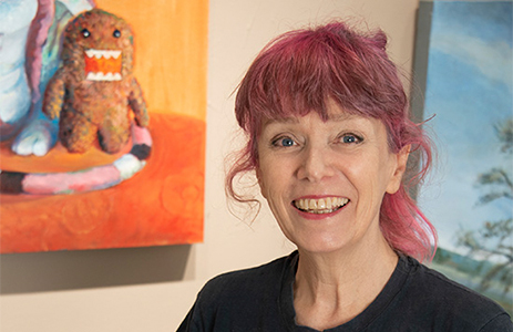 Carolyn Crampton in the studio by Judy Reed, 2021